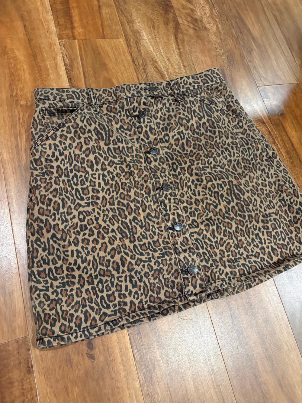 Banana Republic Leopard Print Button-Front Mini Skirt - Brown size 14